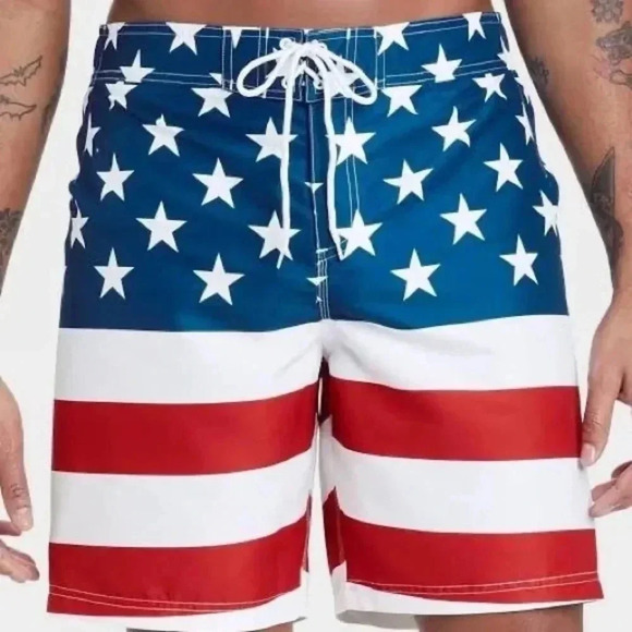 Men’s USA Flag swimming trunks shorts America XL 4th of July summer beach frat - Picture 1 of 7